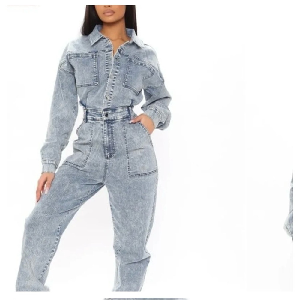Acid Wash Denim Jumpsuit by Fashion Nova M